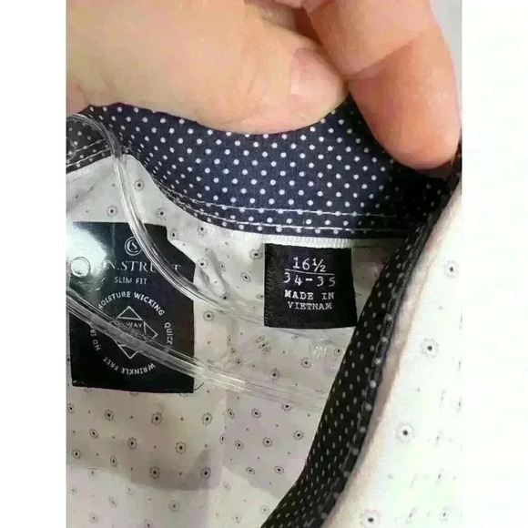 Construct Men's Slim Fit Button Down Long Sleeve Shirt Size 16 1/2 White - Picture 4 of 6